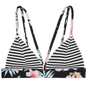 NWOT VS PINK Bonded Bralette Bra Stripe and Floral